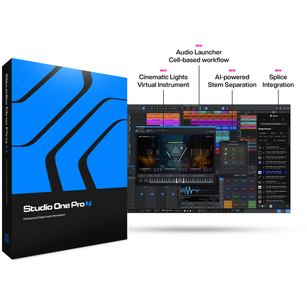 [S778400501] PreSonus Studio One Pro 7 – komplett DAW for innspilling, miksing, mastering og live