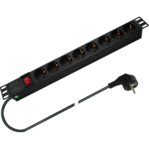 [5127] Dreitec 5127 – 19" 1HE 8-veis Schuko strømlist med bryter