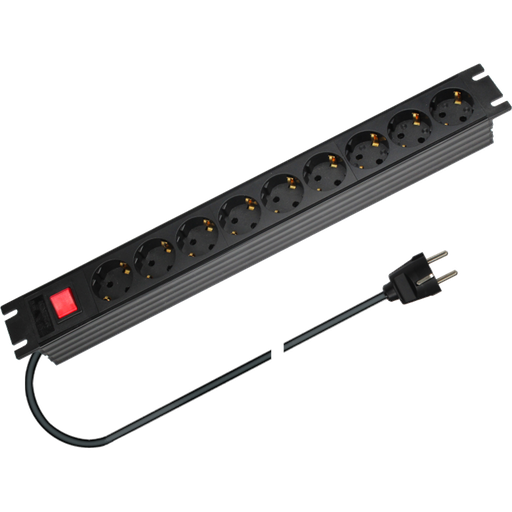 [5129] Dreitec 5129 – 19" 9-veis Schuko strømlist med bryter