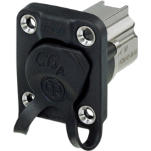 [NE8FDX-P6-W] Neutrik NE8FDX-P6-W – etherCON® CAT6A D-serie chassis-kontakt (IP65, feedthrough, svart hus)