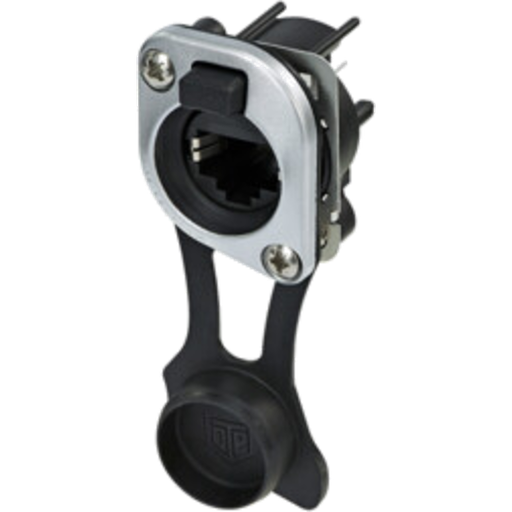 [NE8FDV-TOP] Neutrik NE8FDV-TOP – etherCON® CAT5e D-serie chassis-kontakt med vertikal PCB-tilkobling, IP65/UL50E