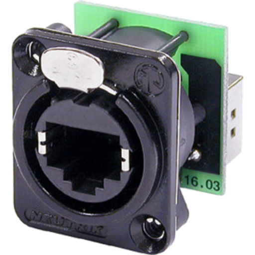 [NE8FDP-B] Neutrik NE8FDP-B – etherCON® CAT5e RJ45 feedthrough chassis-kontakt, sort D-serie