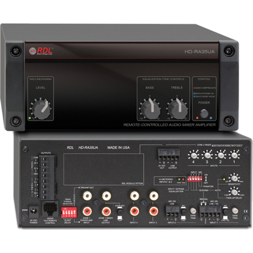 [HD-RA35UAX] RDL HD-RA35UA – 35 W fjernstyrt mikserforsterker for 25 V / 70 V / 100 V lydsystemer