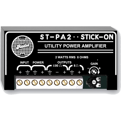 [ST-PA2] RDL ST-PA2 er en kompakt 2 W mono-forsterker for 8 Ω høyttalere og 600 Ω linjeutganger